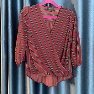 Bwear Burgundy Striped Wrap Blouse